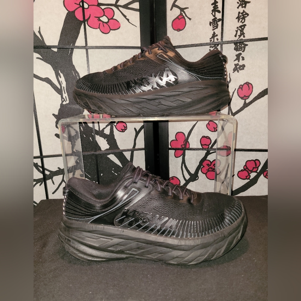 Hoka Black and Gray Bondi 7 Men's Running Shoes